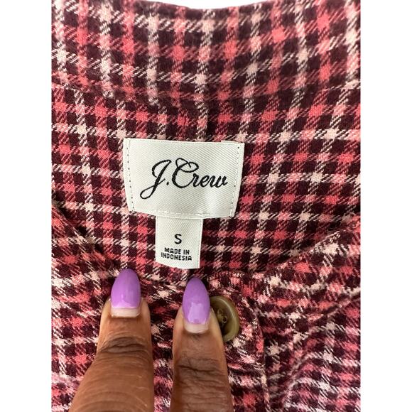 J.Crew‎ Pink Brushed Flannel Heritage Plaid Goblincore Popover Dress Small - Picture 2 of 12